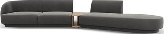 BLOOMINGLOFT 4-Sitzer Design Sofa Miley mit Beistelltisch - Samtbezug Grau