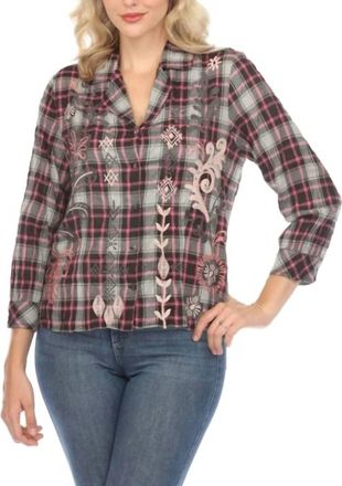 Johnny Was Bellania Vintage Cropped Shirt In Muted Pink/rose