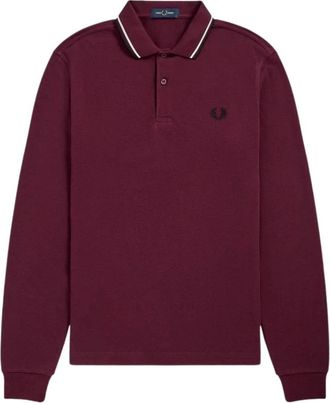 Fred Perry Tops, Heren, Bruin, S, Katoen, Polo met Lange Mouwen en Dubbele Streep