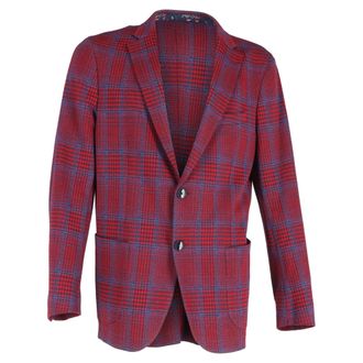 Etro Etro Pre-owned Mens Houndstooth Single-Breasted Blazer in Red Wool - Size IT 50 (Mens)