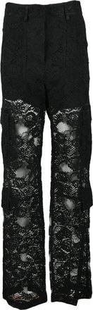 Msgm Black Blend Regular Fit Trousers