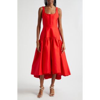 Alice & Olivia Diana High-Low Midi Dress in Bright Ruby at Nordstrom, Size 10