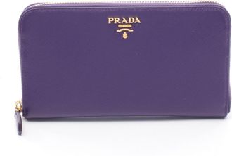Prada Purple Leather Long Wallet (Bi-Fold) (Pre-Owned)