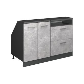 Vicco Conjunto De Armarios Para Techo Inclinado Rion, Hormig&oacute;n, 120 Cm Lote De 2 Carcasas De Armario 60 Cm De Profundidad, Vicco