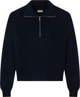 Paul & Shark Geribbelde trui met halve rits - Blauw