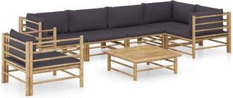 vidaXL Set De Muebles De Jard&iacute;n 7 Piezas Bamb&uacute; Con Cojines Gris Oscuro Vidaxl