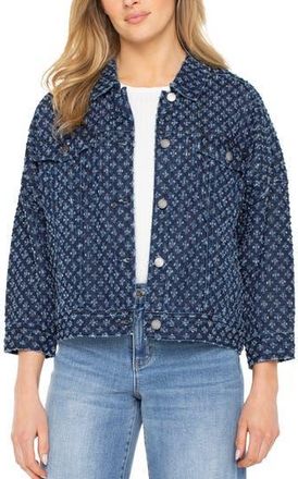 Liverpool L.A. Easy Crop Denim Trucker Jacket in Laser Pinhole at Nordstrom Rack, Size X-Small