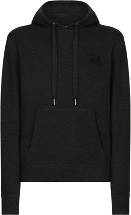 Dolce & Gabbana logo-embroidered hoodie - men - Virgin Wool/Silk/Cashmere - 50 - Grey