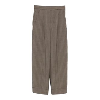 Max Mara Wide Trousers, female, Brown, Size: M Long Trouser