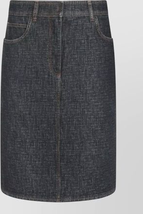 Fendi quilted denim midi skirt pockets