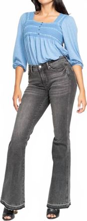 Judy Blue Mid Rise Tummy Control Release Hem Flare Jeans In Washed Gray