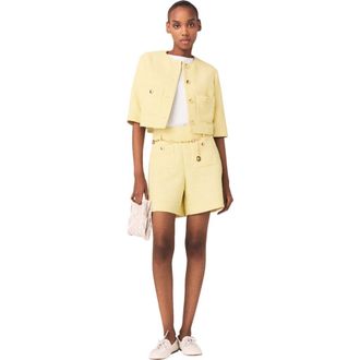 Maje Tweed shorts in Pale Yellow at Nordstrom, Size 38 Eu