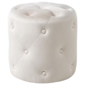 Beliani Beliani - Moderno Puf Decorativo Redondo Acolchado Reposapi&eacute;s De Sala De Estar Beige Corolla