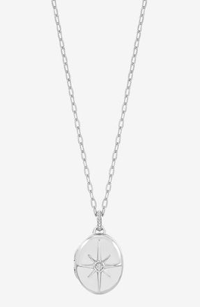 Dower & Hall Diamond Starburst Oval Locket in Sterling Silver at Nordstrom, Size 18