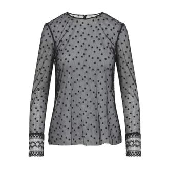 Alberta Ferretti L/S Pois Tulle Top - female - Alberta Ferretti - Blouses - Black - XS - Blouses & Shirts