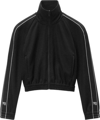 Alexander Wang Logo-Tape Cropped Trainingsjack - Dames - Trainingsjackets - Zwart - S - Polyester - Fitness