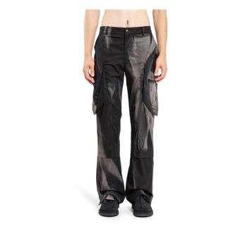 Jiyong Kim Straight Trousers, male, Black, S, Sun-Bleached Draped Pocket Trousers