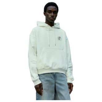 Sky High Farm Hoodies, male, White, Size: M Workwear Hooded Sweatshirt Cotton Fleece