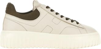 Hogan Versatile Ivory Leather Sneakers With H-Stripes Design