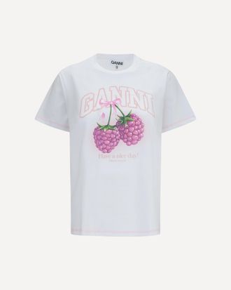 Ganni Cotton raspberry T-shirt Female S