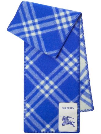 Burberry Check-print wool scarf - Blue