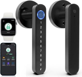 No Brand Cerradura Inteligente Para Puertas: Cerradura Inteligente 5 En 1, Con Apertura Mediante Huella Dactilar, C&oacute;digo Pin, Tarjeta, Llave Y Bluetooth