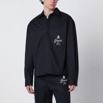 Gucci Ink blue printed cotton twill shirt