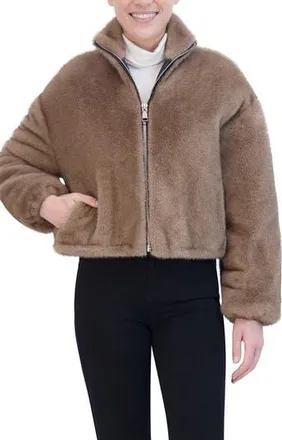 Rebecca Minkoff Faux Fur Crop Jacket in Taupe at Nordstrom Rack, Size X-Large