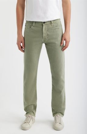 AG - Adriano Goldschmied Everett Slim Straight Leg Cotton & Linen Blend Jeans in Sulfur Spruce Green at Nordstrom, Size 34 X 32