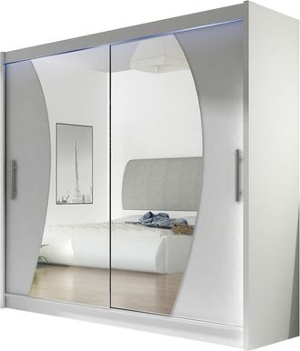 Mirjan24 Armario Closico Pallor Ix, Blanco, 215x180x58cm, Puertas De Armario: Correderas, N&uacute;mero De Estantes: 5, Led