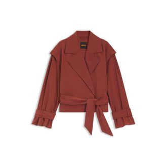 BOSS Cropped trench jacket with belt