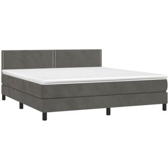 vidaXL Cama Box Spring Con Colch&oacute;n Terciopelo Gris Oscuro 160x200 Cm Vidaxl