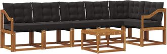 vidaXL Conjunto De Sof&aacute;s De Exterior 7 Uds. Natural Y Negro Vidaxl