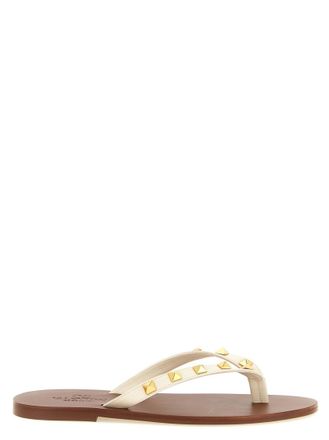 Valentino Garavani Beige Studded Slippers