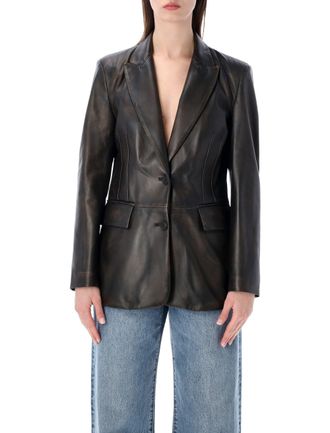 s.w.o.r.d Sword Aged Black Leather Blazer