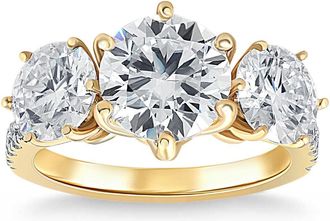 Pompeii3 Certified 3.25 - 7.25Ct Diamond 3-Stone Engagement Ring 14k Gold Lab Grown