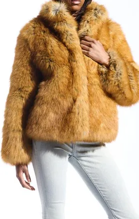 Azalea Wang Faux Fur Coat in Tan at Nordstrom, Size X-Large