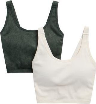 90 Degree by Reflex 2-Pack Alamo Stonewash Ribbed Seamless Sports Bras in Scarab/Sugar Swizzle at Nordstrom Rack, Size Medium