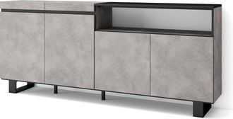 Skraut Home Aparadores Para Sal&oacute;n, Gran Capacidad De Almacenaje, 200x87x35cm, 4 Puertas, Dise&ntilde;o Industrial, Estilo Moderno, Gris Cemento - Skraut Home