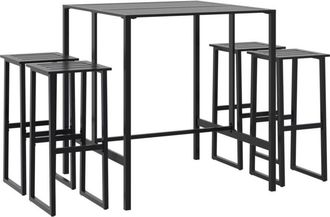 vidaXL 5 Piece Garden Bar Set Black Powder-coated Steel vidaXL
