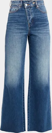 Veronica Beard Taylor High-Rise Wide-Leg Crossover Jeans