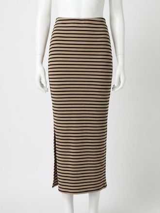 Z Supply Ainslie Stripe Midi Skirt In Putty