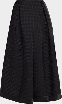 Emporio Armani Pleated Gingham Jacquard Midi Skirt