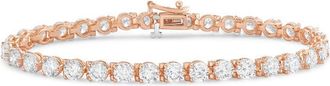 Diana M. Jewels 14kt rose gold 10cts round lab grown diamond 3-prong tennis bracelet