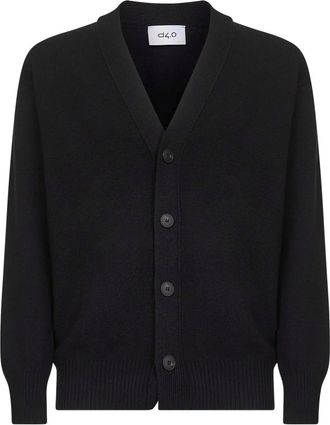 D4.0 Cardigan in lana con collo a V - Nero