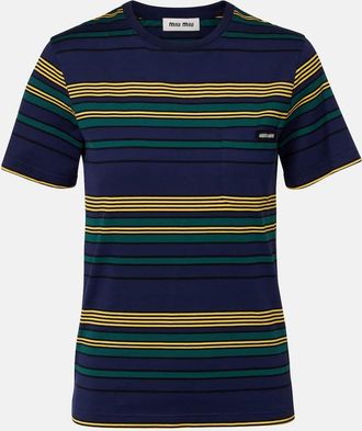 Miu Miu T-shirt in jersey di cotone a righe
