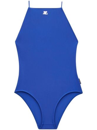 Courr&egrave;ges Reedition logo swimsuit - women - Elastane/Nylon - L - Blue