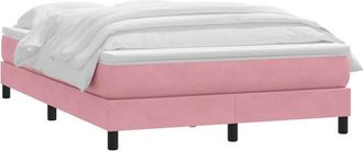 vidaXL Cama Box Spring Con Colch&oacute;n Terciopelo Rosa 140x220 Cm Vidaxl