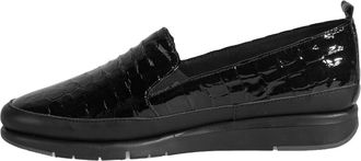 Desa Woman Slip-Ons - Leather Upper with Animal Print, Wedge Heel, Breathable, 2.5 cm Heel | Black - 39