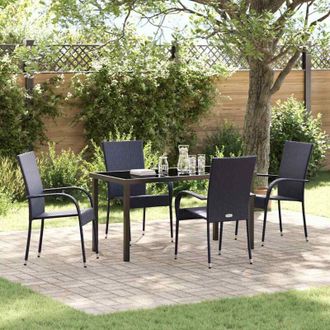 vidaXL Conjunto De Comedor De Jard&iacute;n 5 Pcs Negro Polirat&aacute;n Vidaxl